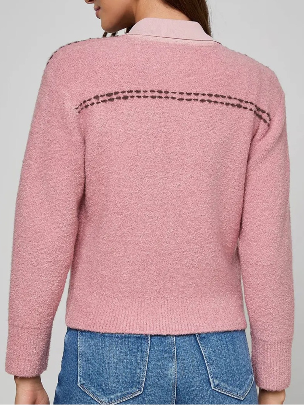L'AGENCE Poetry Rose Mauve Pink Textured Bouclé Collar Cardigan Size XS - Picture 3 of 5